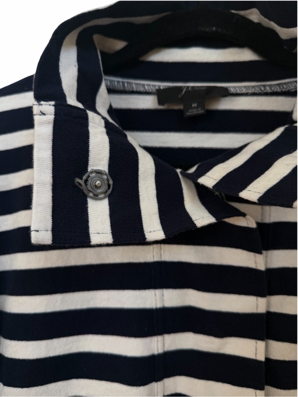 J. Crew Navy and White Striped snap-neck knit popover - Picture 11 of 13